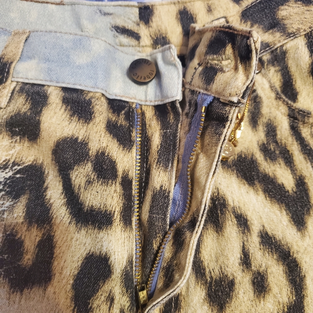 Roberto Cavalli Animal Print Leopard Tie Dye Crystal Chain Jeants Pants S - Picture 12 of 17